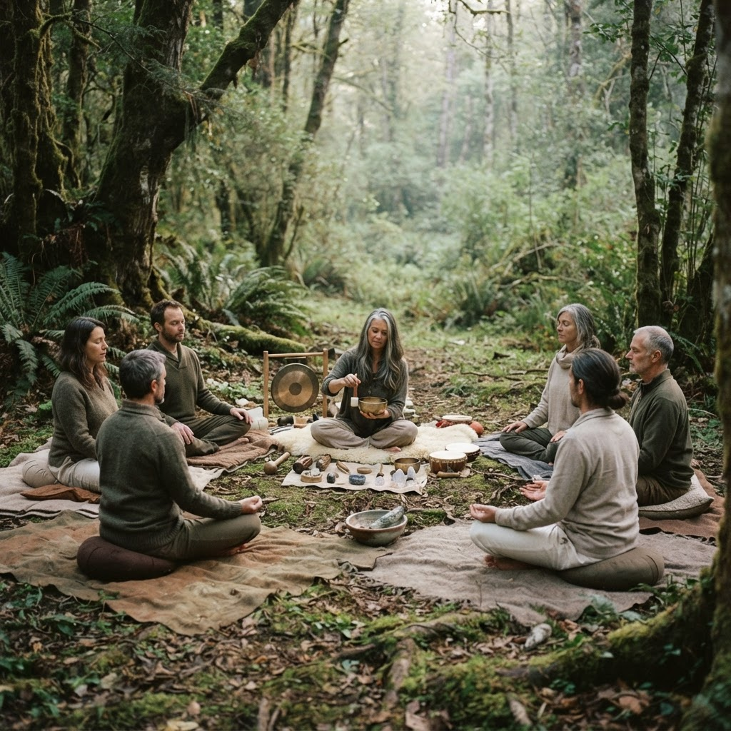 Doğada küçük ve samimi bir grup meditasyon deneyimi